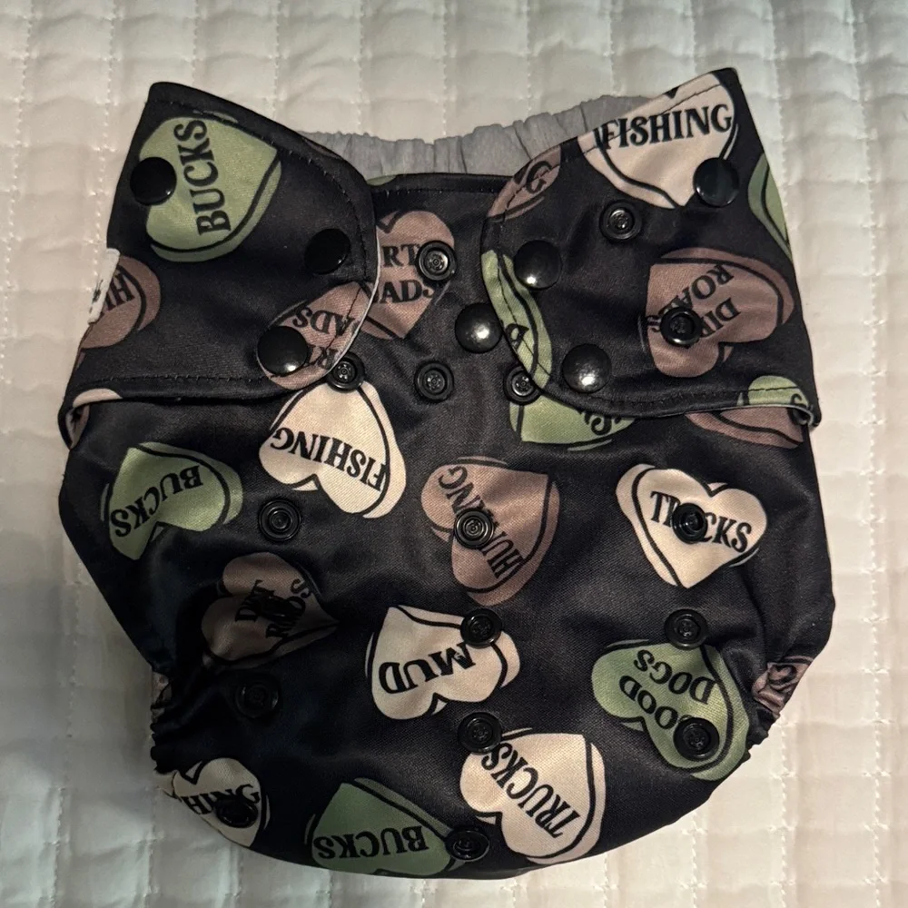 Sweet Cheeks Cloth pocket Diaper - country boy candy hearts